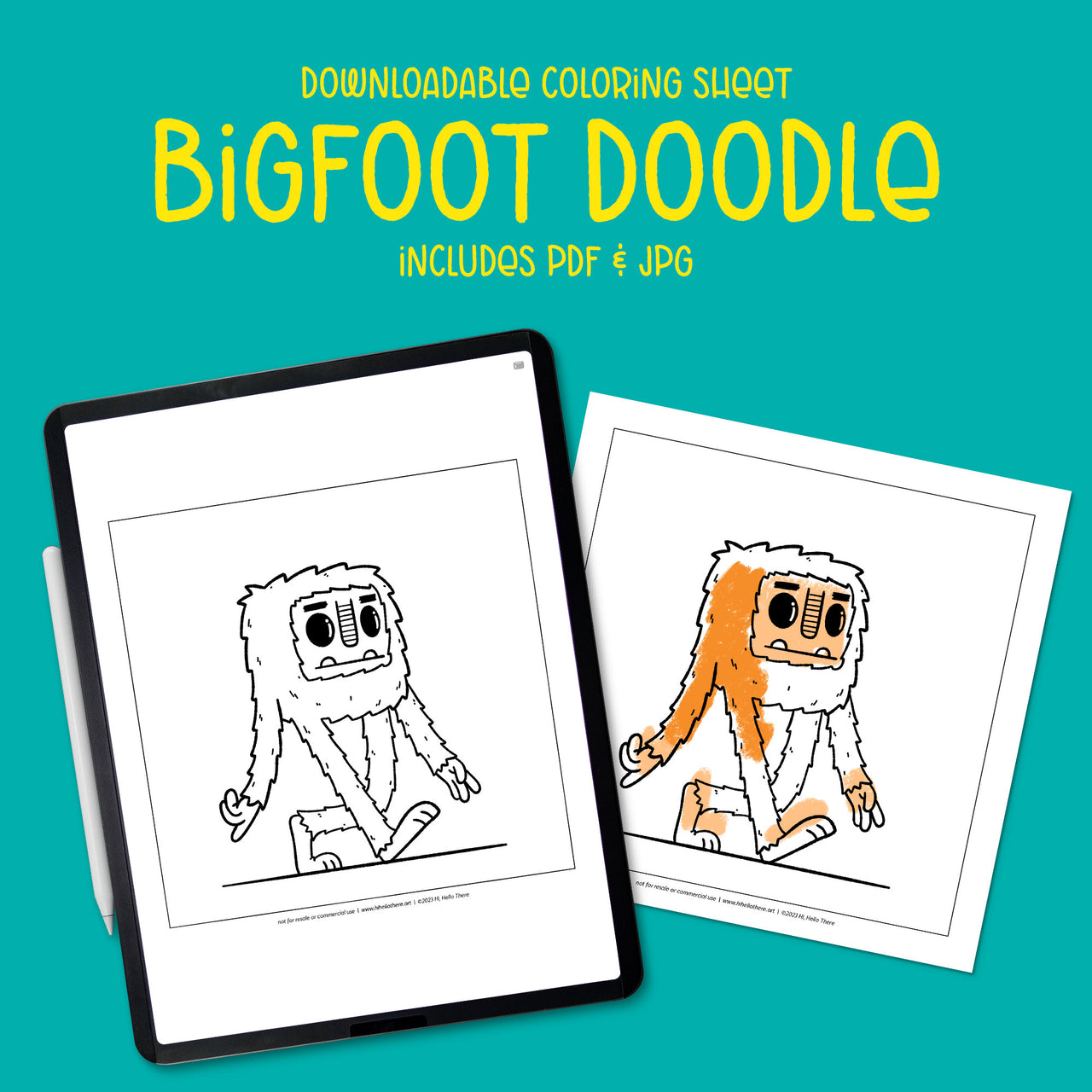 Bigfoot Doodle Downloadable Coloring Sheet