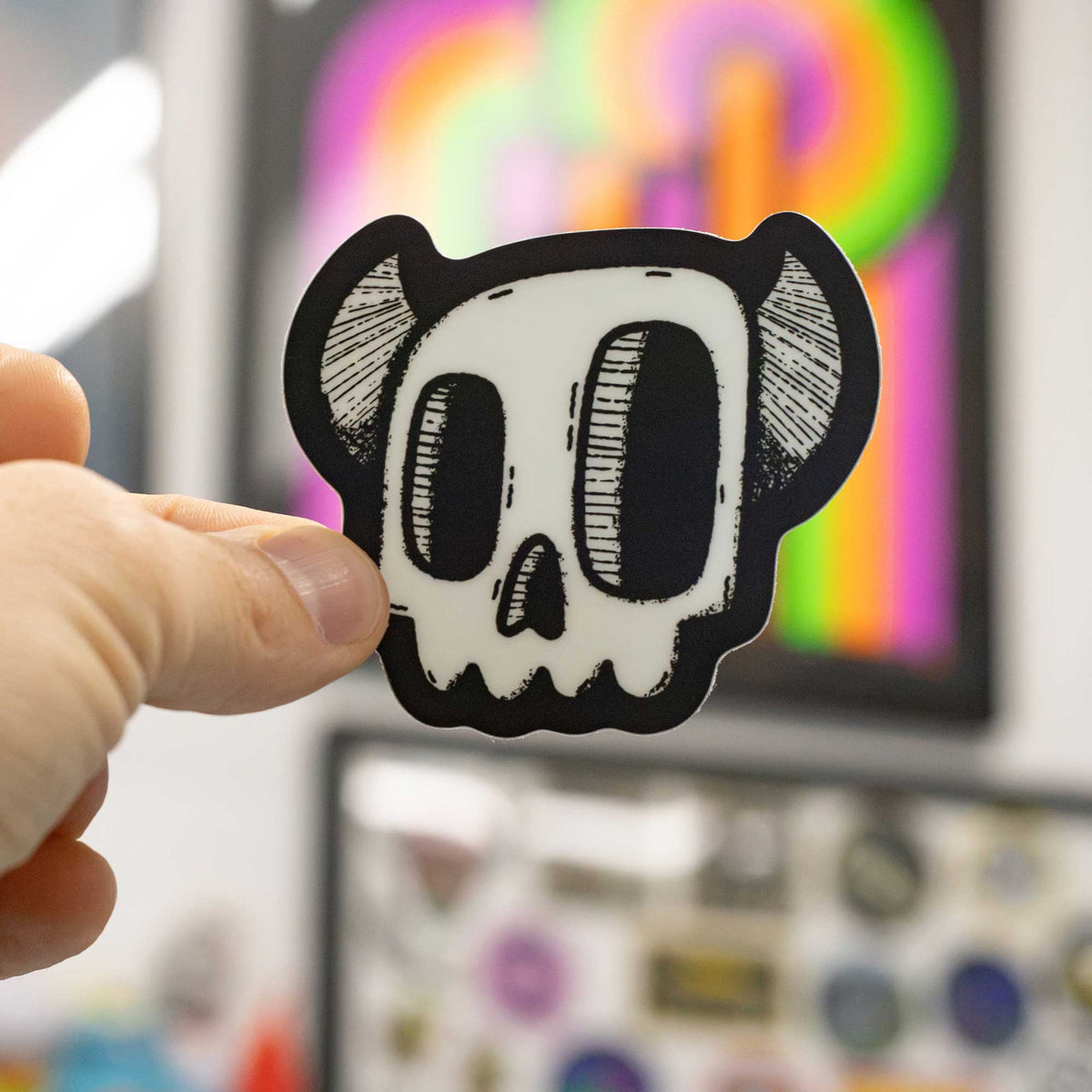 Glow-in-the-Dark Monster Skull Sticker