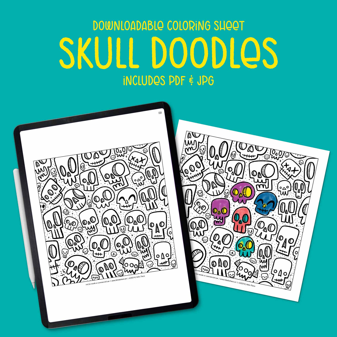 Skull Doodles Downloadable Coloring Sheet