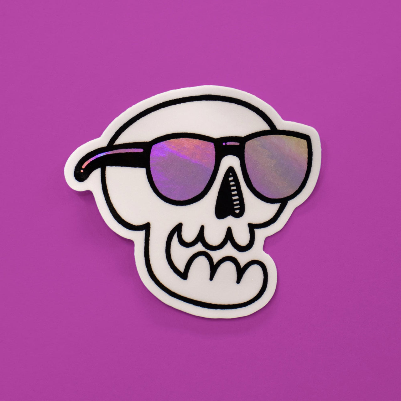 Skull with Glasses Holographic Sticker