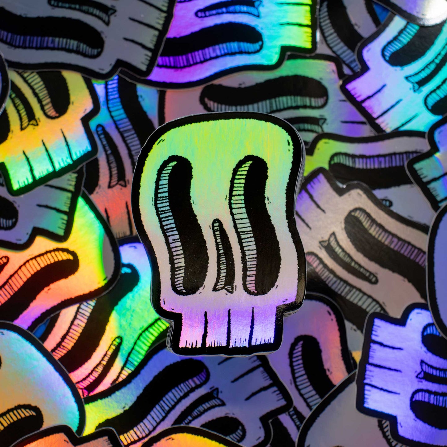 Wavy Skull | Holographic Skull Sticker