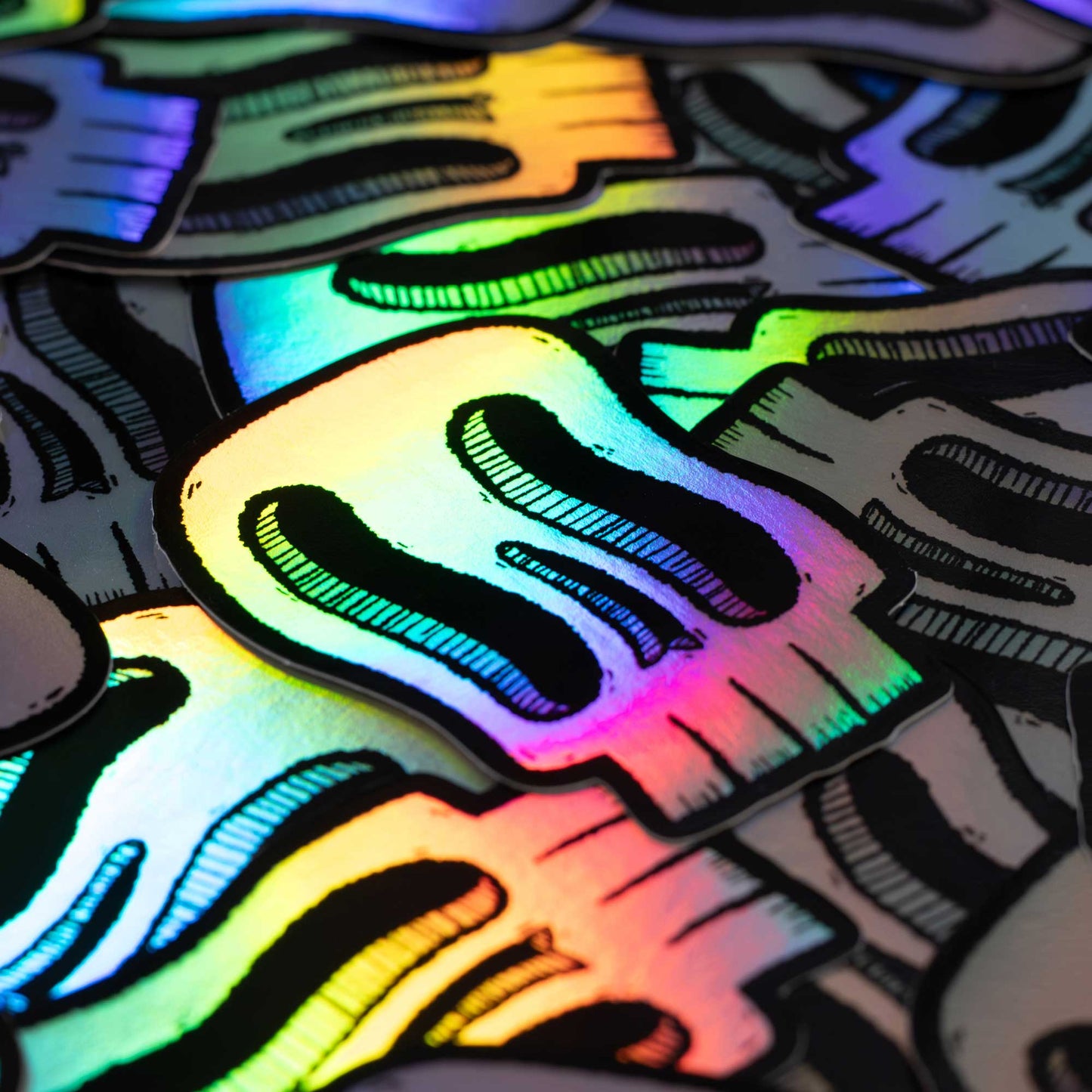 Wavy Skull | Holographic Skull Sticker