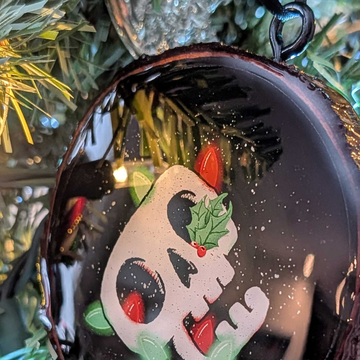 Skull Wood & Resin Ornament