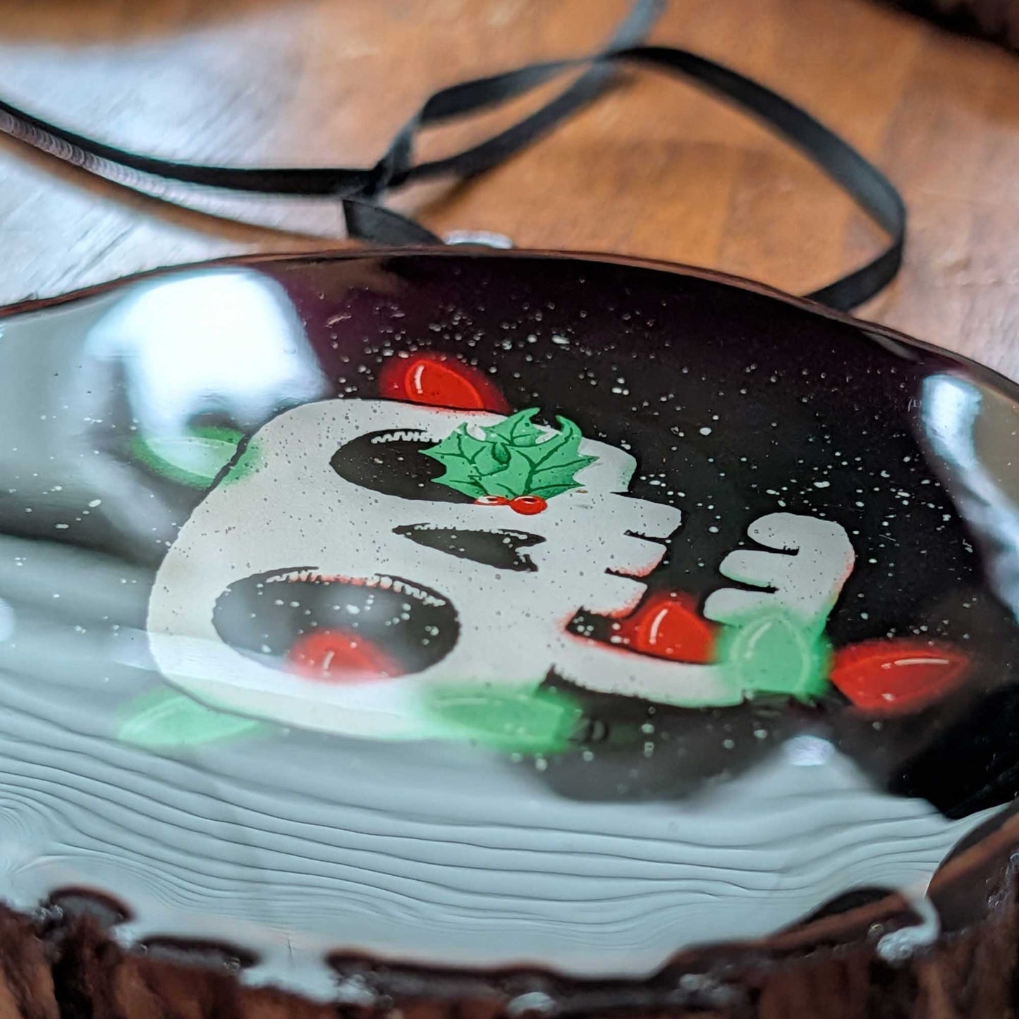 Skull Wood & Resin Ornament