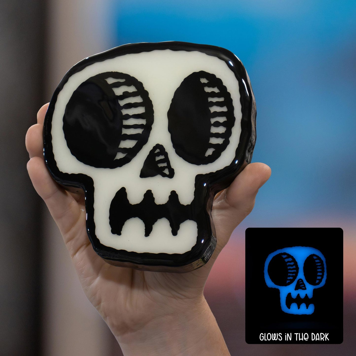 Skull | Glow-in-the-Dark Woodcut Wall Art