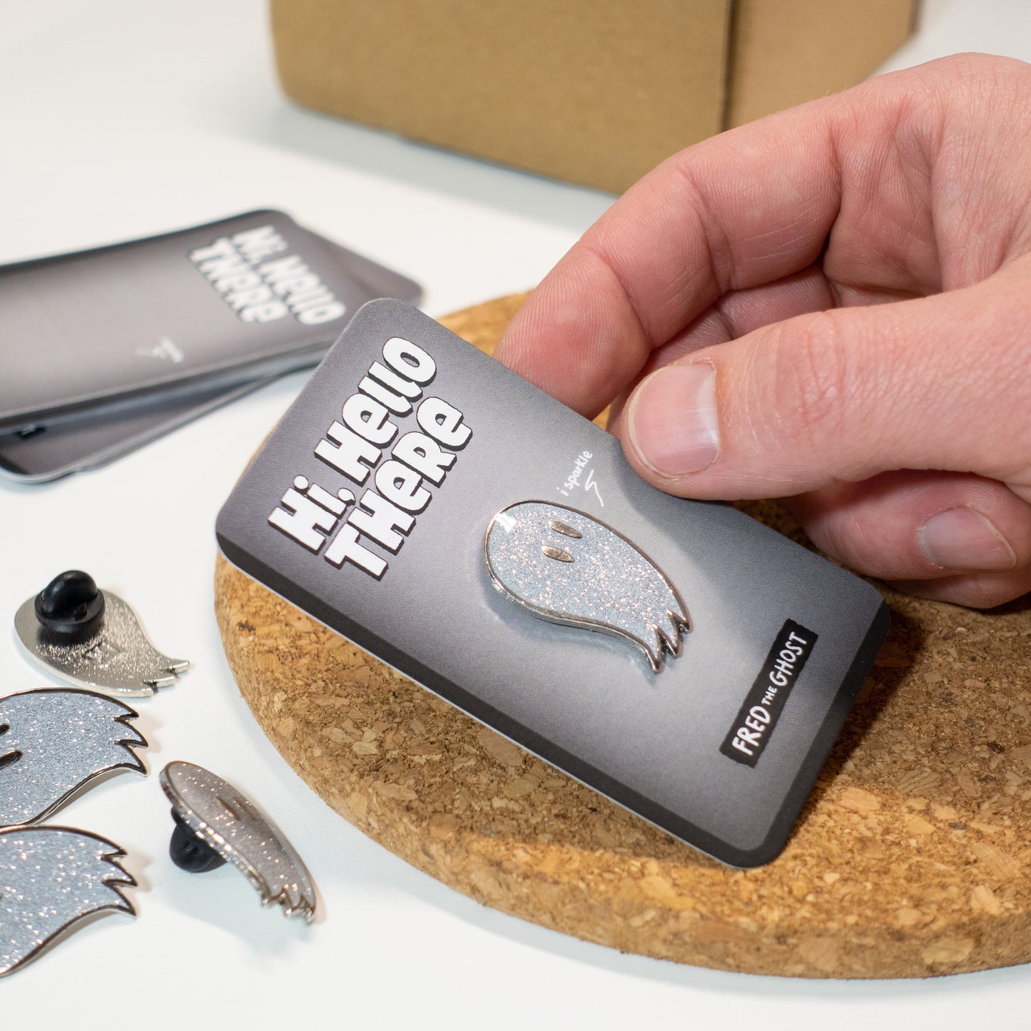 Fred the Ghost | Glitter Enamel Pin