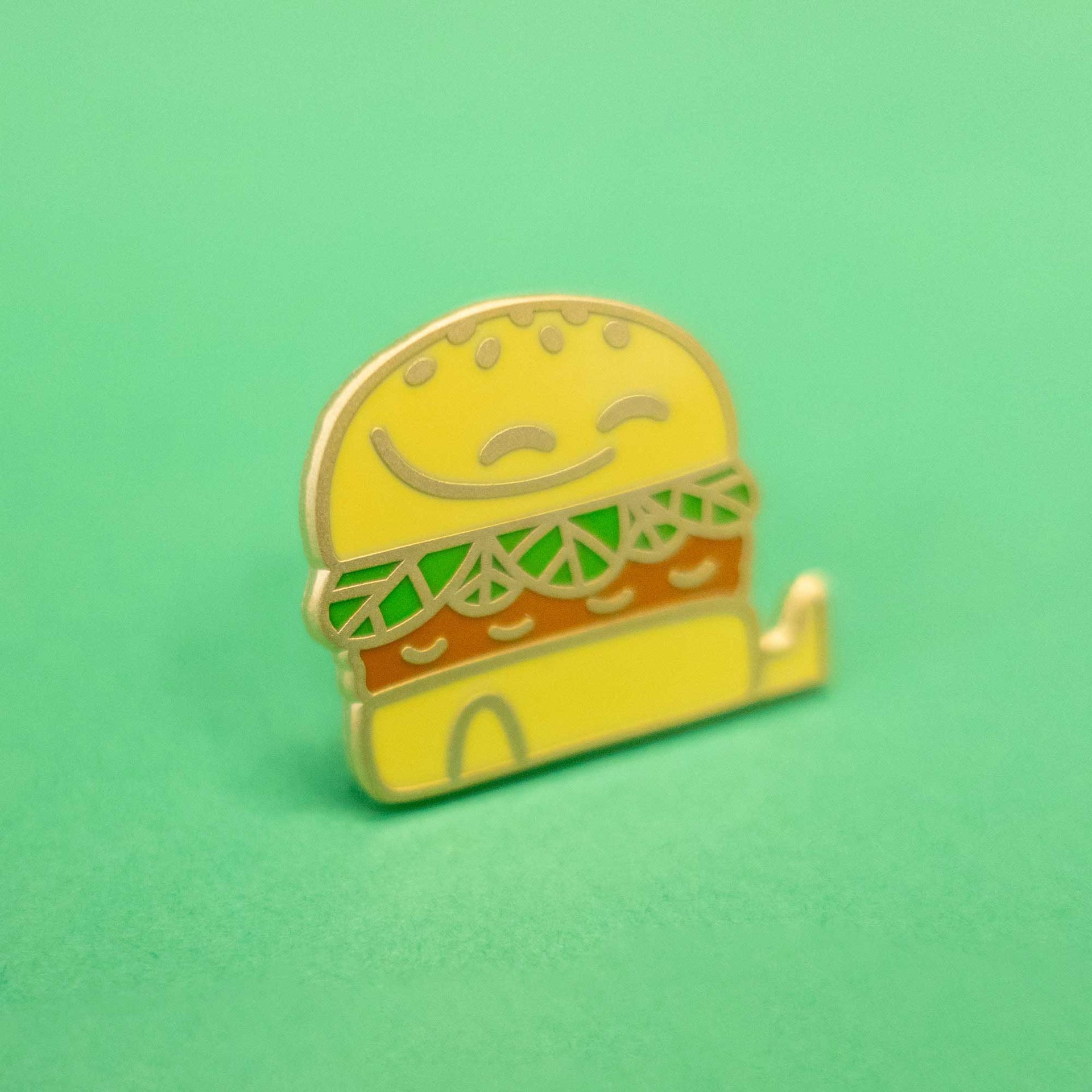 friendly burger enamel pin