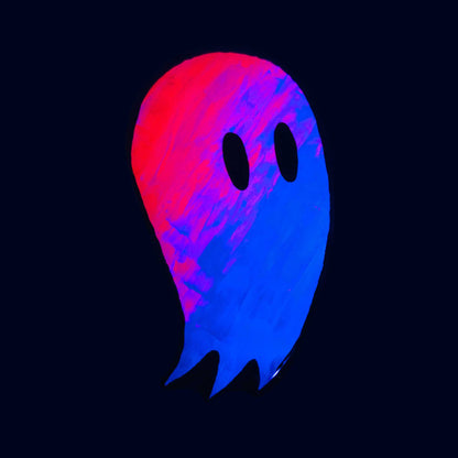 Fred the Ghost | Red and Blue Blacklight Woodcut Wall Art 1225