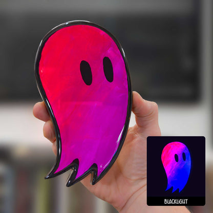 Fred the Ghost | Red and Purple Blacklight Woodcut Wall Art 1225