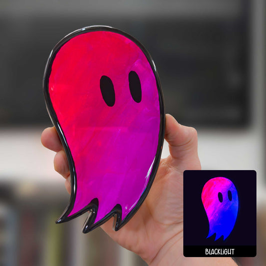 Fred the Ghost | Red and Purple Blacklight Woodcut Wall Art 1225