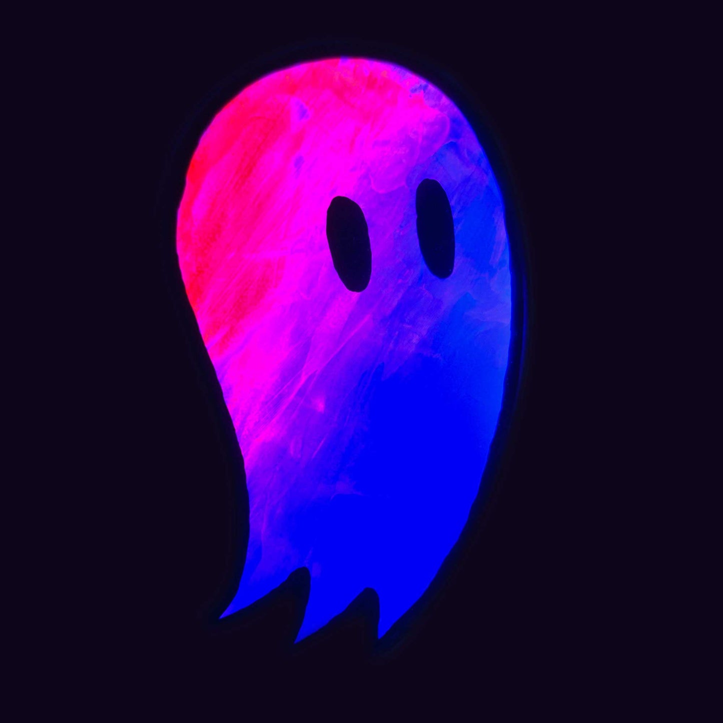 Fred the Ghost | Red and Purple Blacklight Woodcut Wall Art 1225