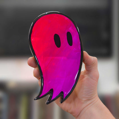 Fred the Ghost | Red and Purple Blacklight Woodcut Wall Art 1225