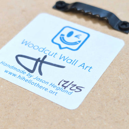 Fred the Ghost | Red and Purple Blacklight Woodcut Wall Art 1225