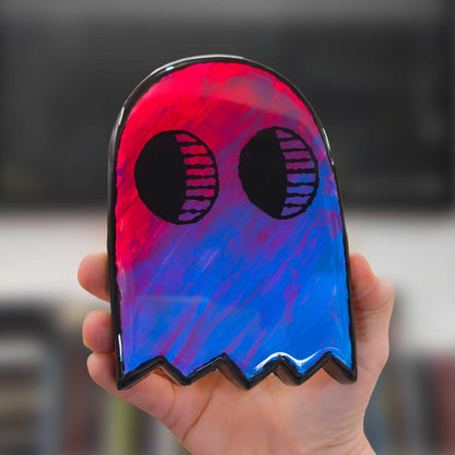 Glowy Ghostie | Red Blue Blacklight Woodcut Wall Art 1225