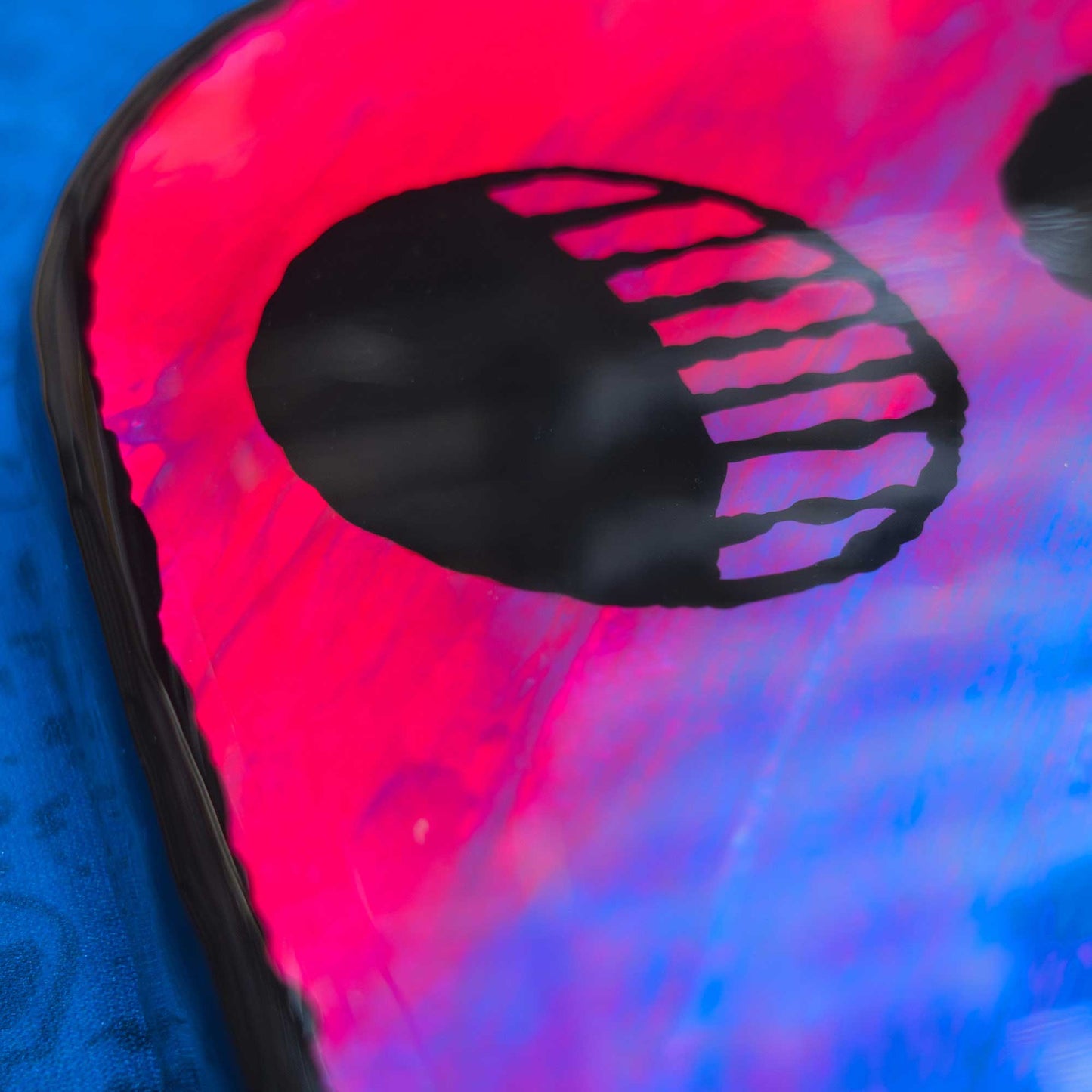 Glowy Ghostie | Red Blue Blacklight Woodcut Wall Art 1225