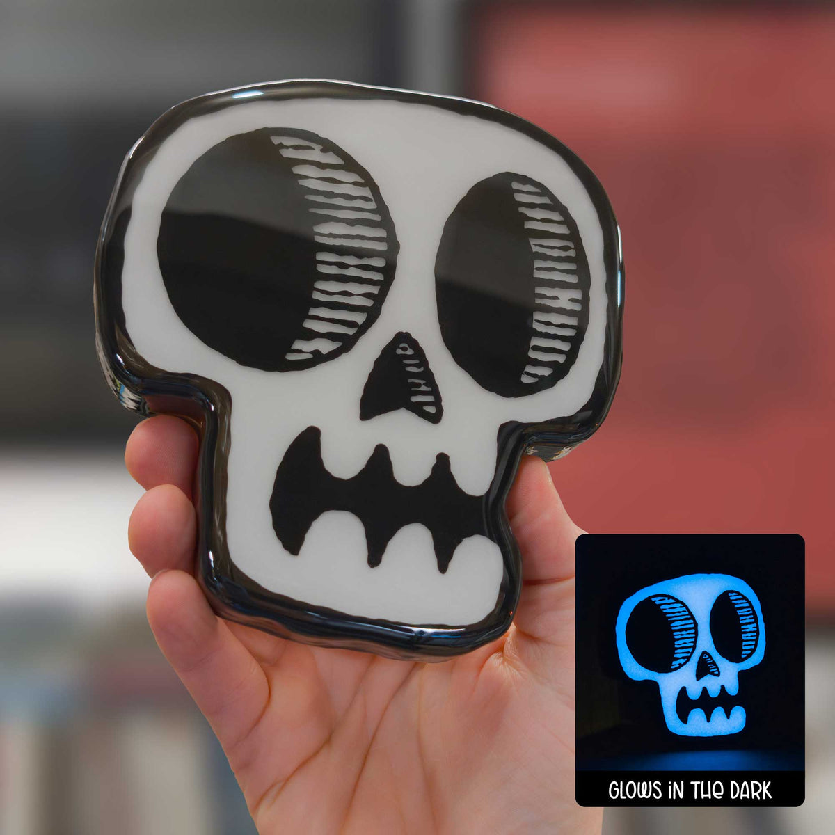 Skull | Glow in the Dark Woodcut Wall Art 1225