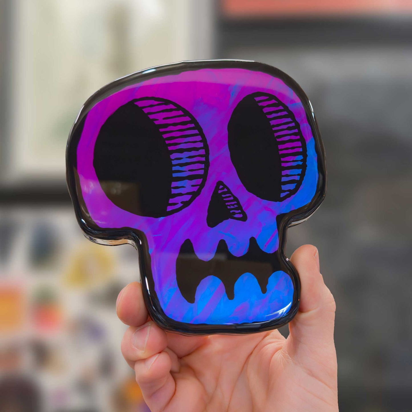 Skull | Purple Woodcut Wall Art 1225
