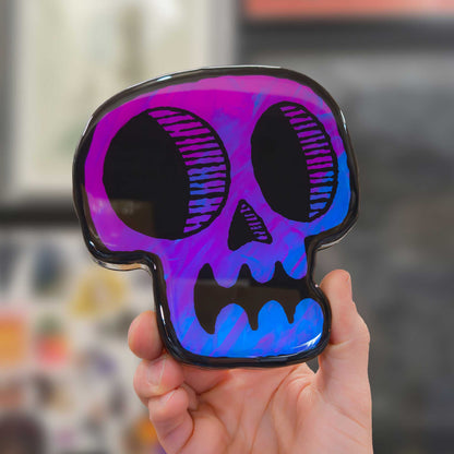 Skull | Purple Woodcut Wall Art 1225