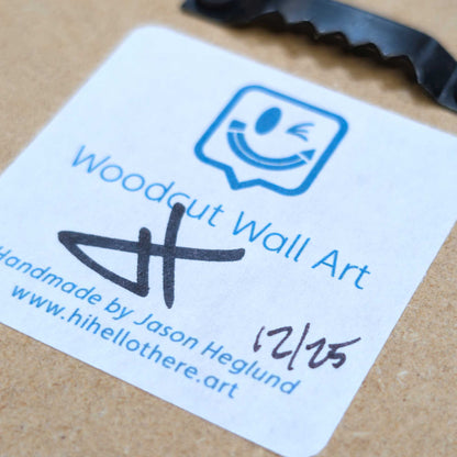 Skull | Purple Woodcut Wall Art 1225