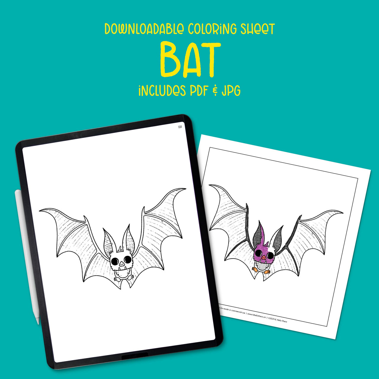Bat Downloadable Coloring Sheet