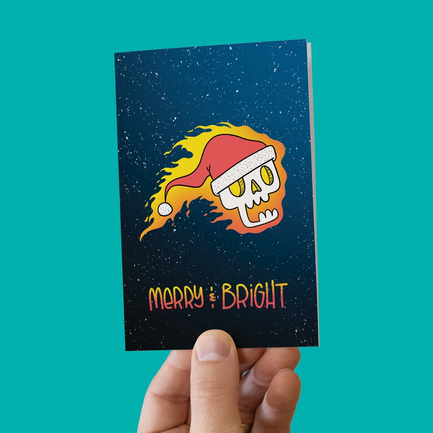 Merry and Bright Flaming Skull | Christmas Card