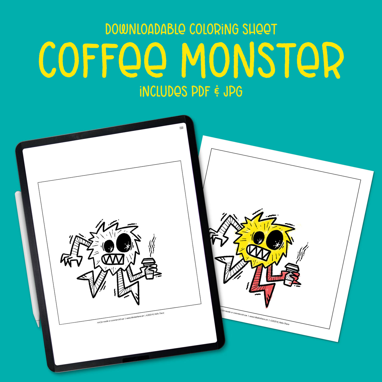 Coffee Monster Downloadable Coloring Sheet