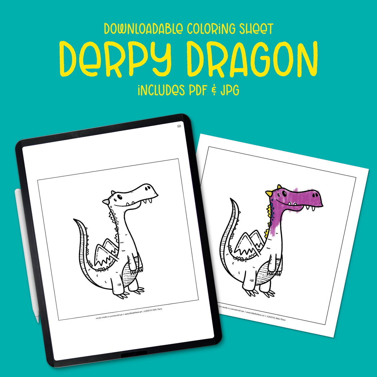 Derpy Dragon Downloadable Coloring Sheet