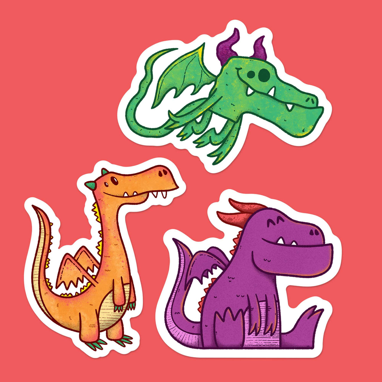 3 pack of dragon stickers