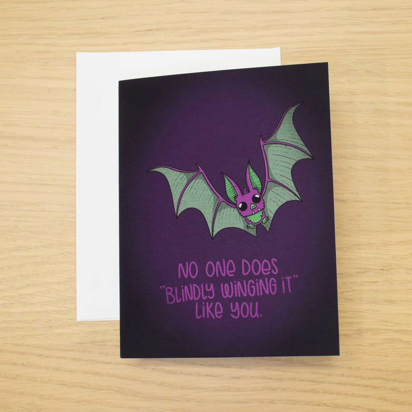Derpy Bat Blank Greeting Card