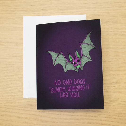 Derpy Bat Blank Greeting Card