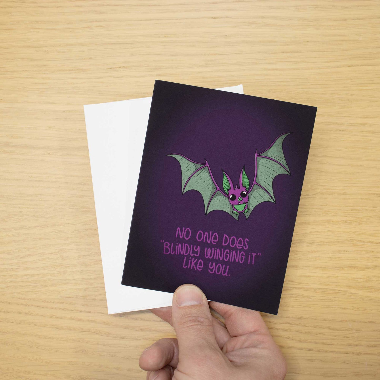 Derpy Bat Blank Greeting Card