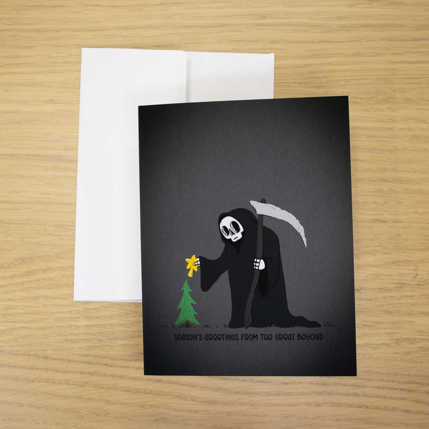 Death Decorates Blank Christmas Card