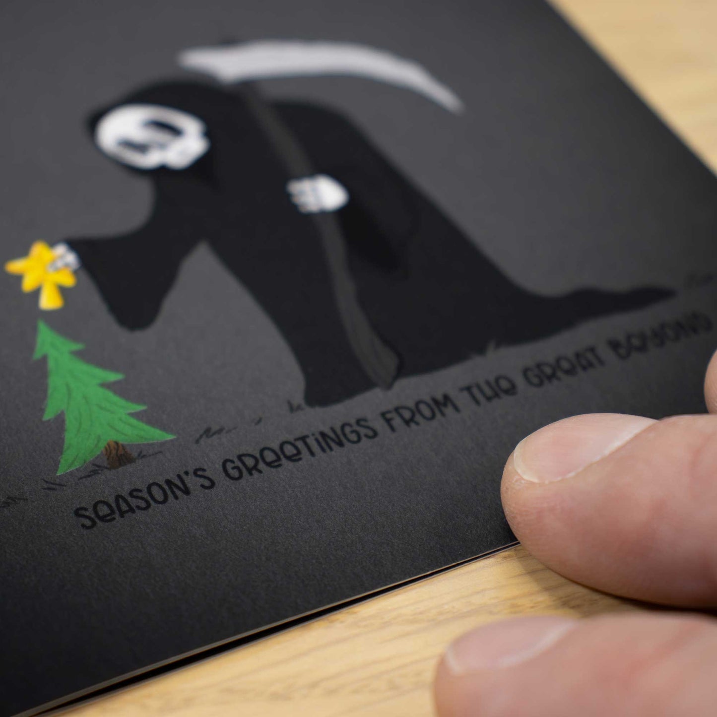 Death Decorates Blank Christmas Card