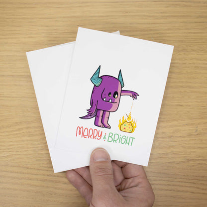 Flaming Fruitcake Blank Christmas Card
