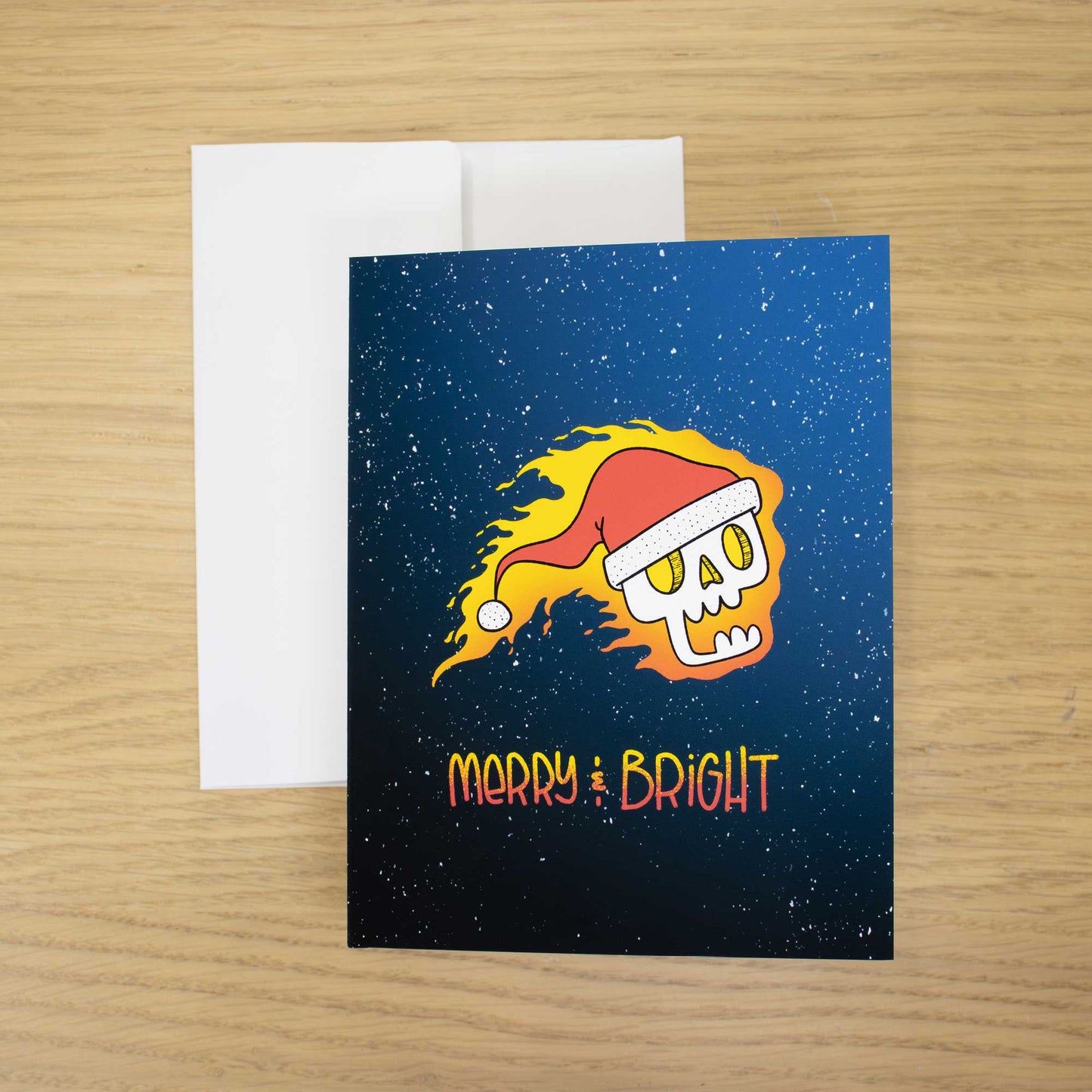 Flaming Christmas Skull Blank Christmas Card