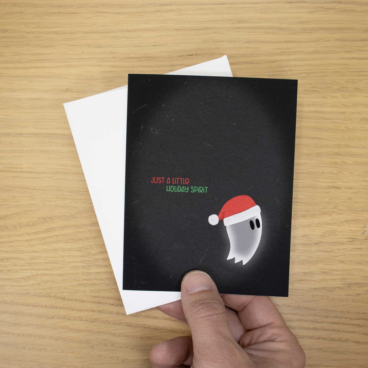 Santa Hat Ghost Blank Christmas Card