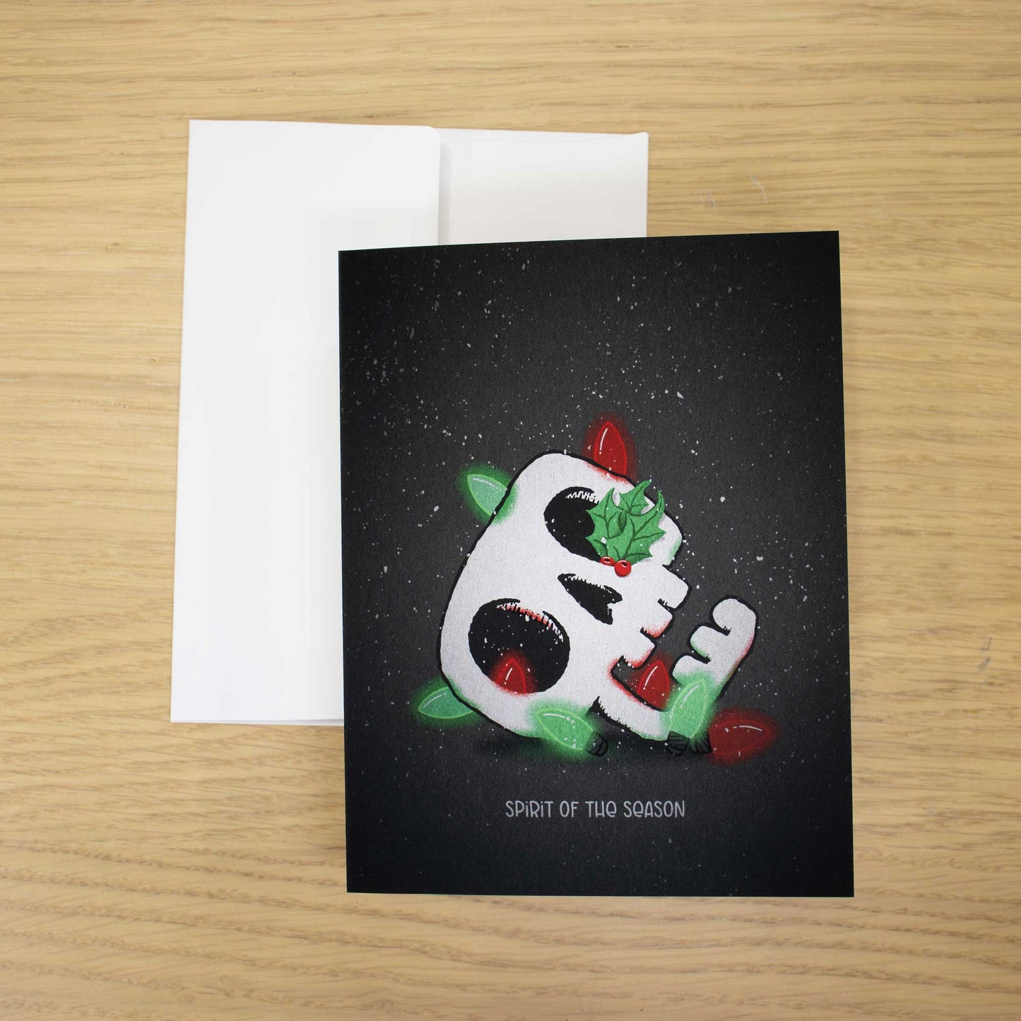 Holly Skull Blank Christmas Card