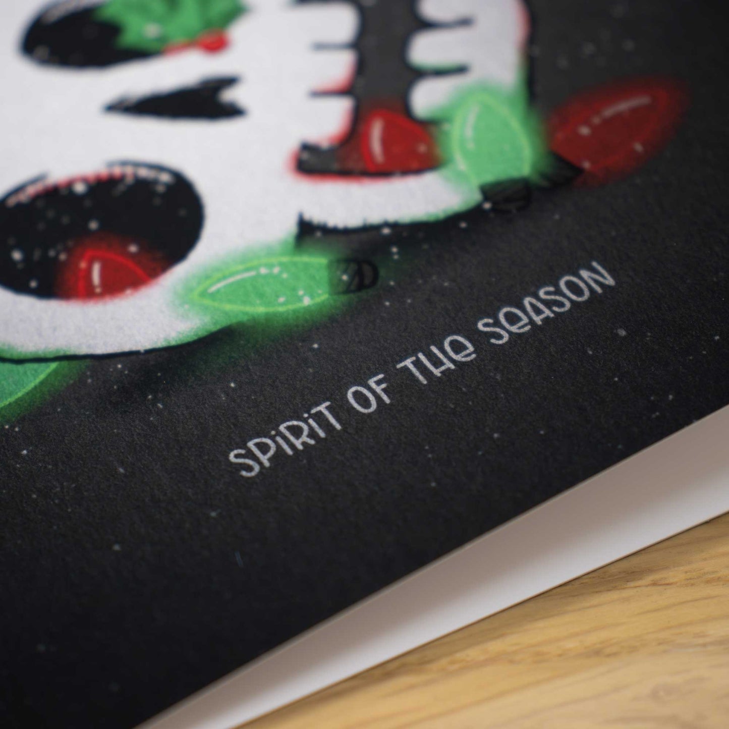 Holly Skull Blank Christmas Card