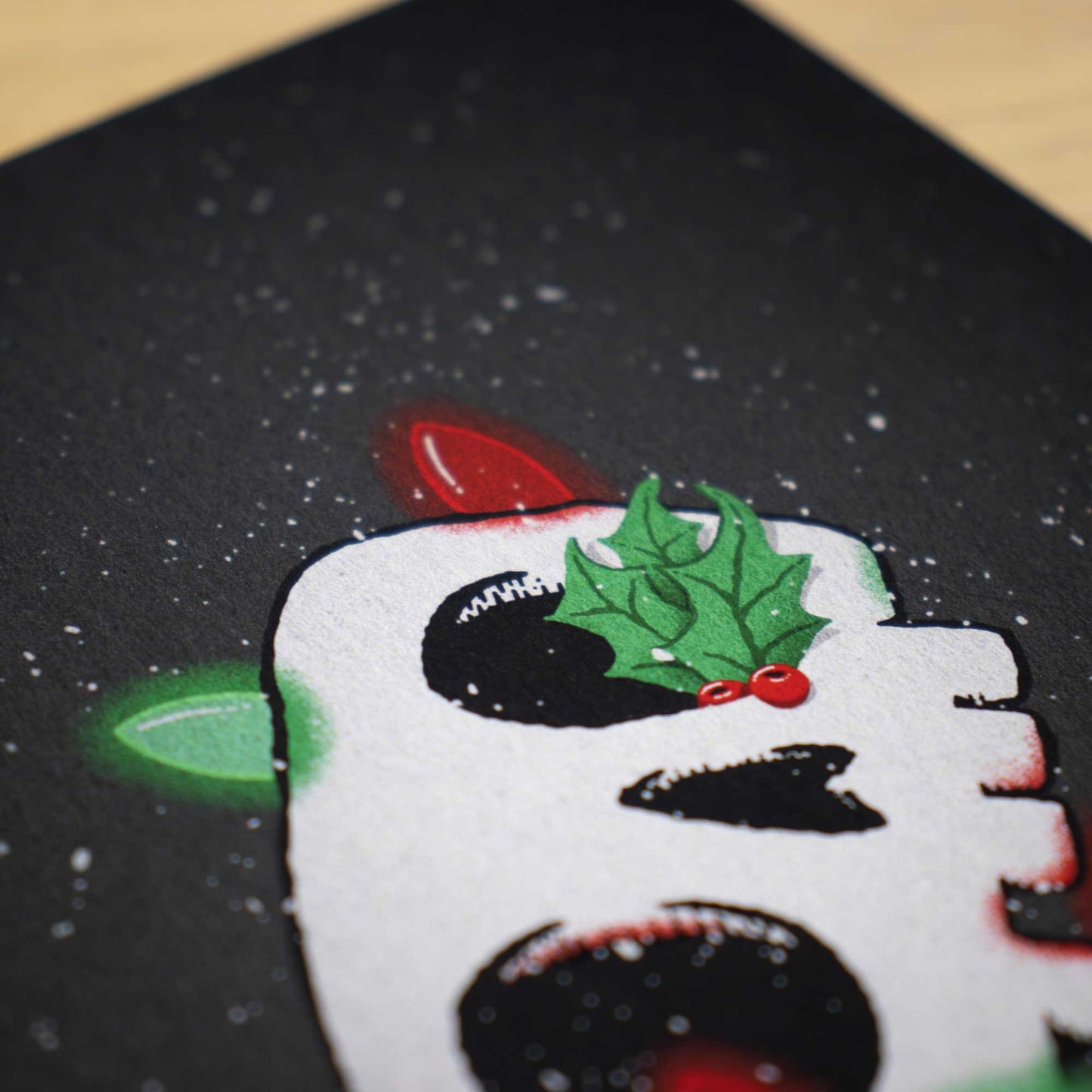 Holly Skull Blank Christmas Card
