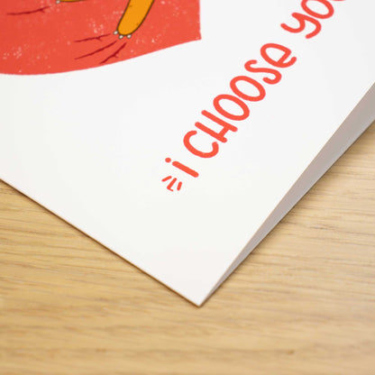 Clingy Cat Romantic Blank Greeting Card