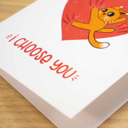 Clingy Cat Romantic Blank Greeting Card