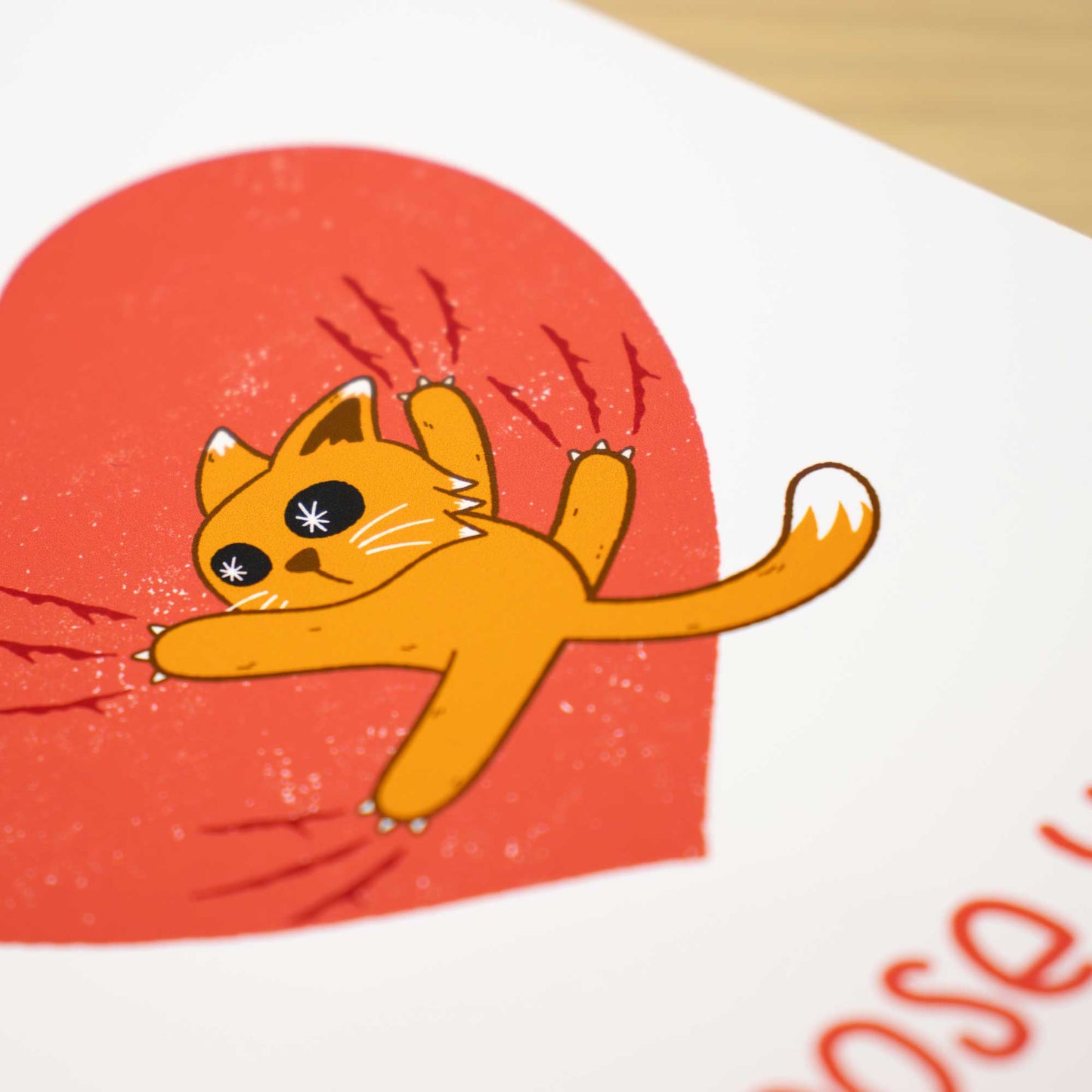 Clingy Cat Romantic Blank Greeting Card