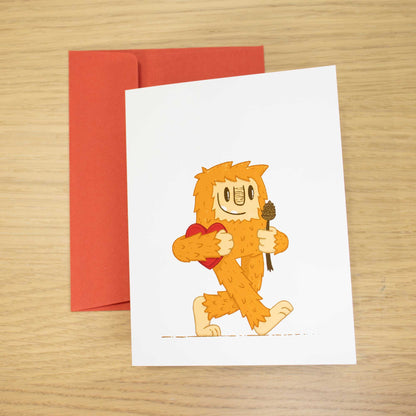 Romantic Bigfoot Blank Greeting Card
