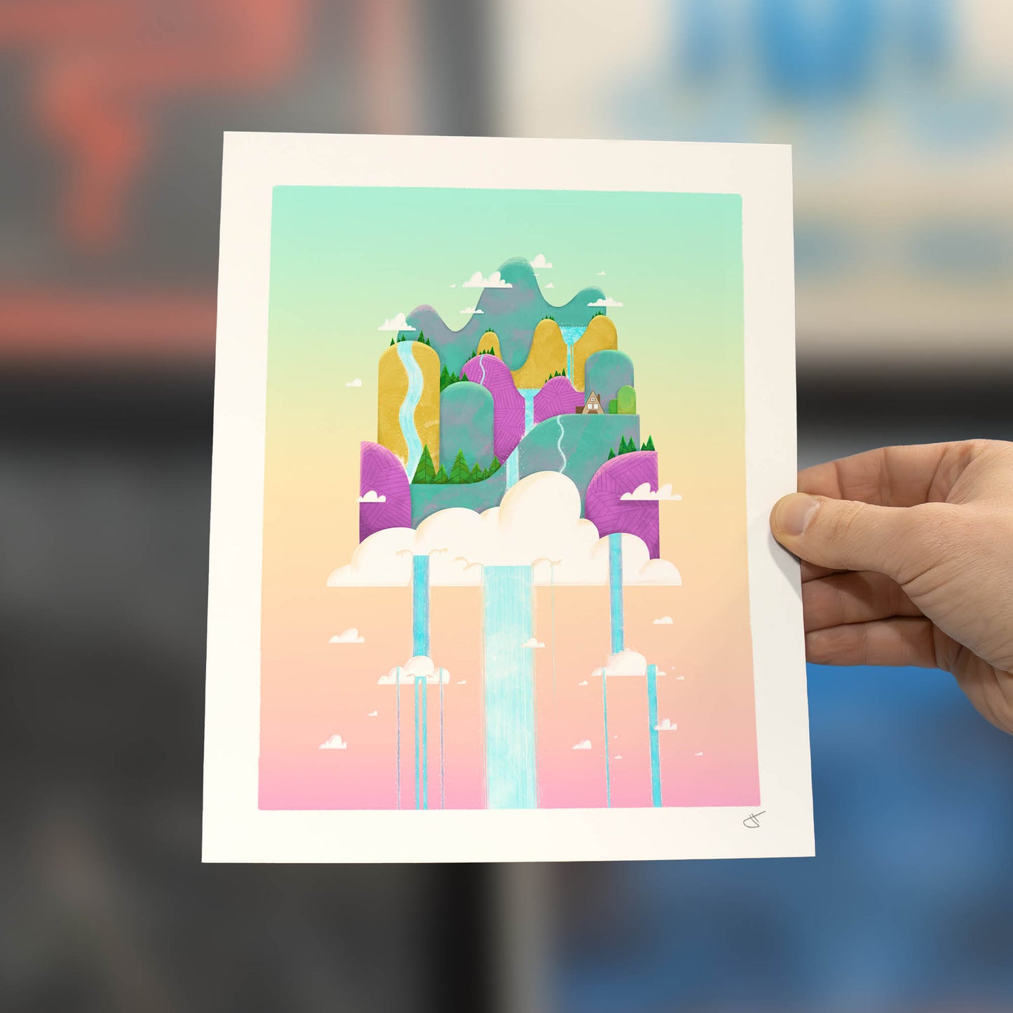 Island in the Clouds Art Print | Day Time