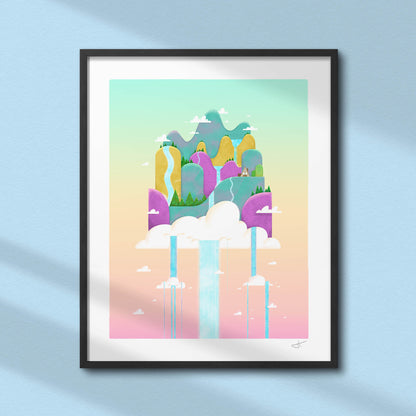 Island in the Clouds Art Print | Day Time