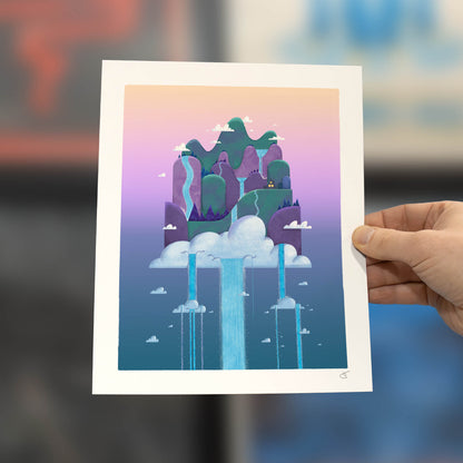 Island in the Clouds Art Print | Night Time