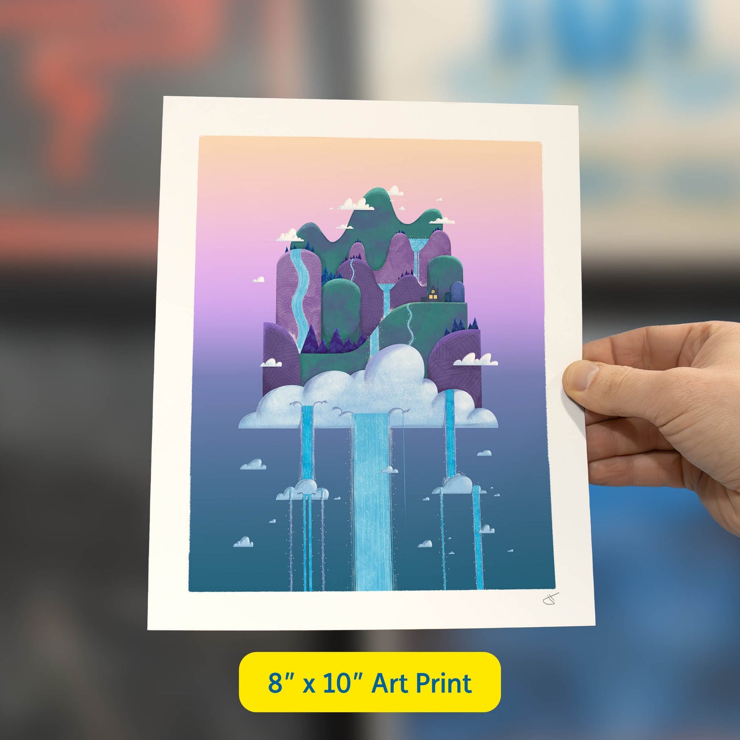 Island in the Clouds Art Print | Night Time