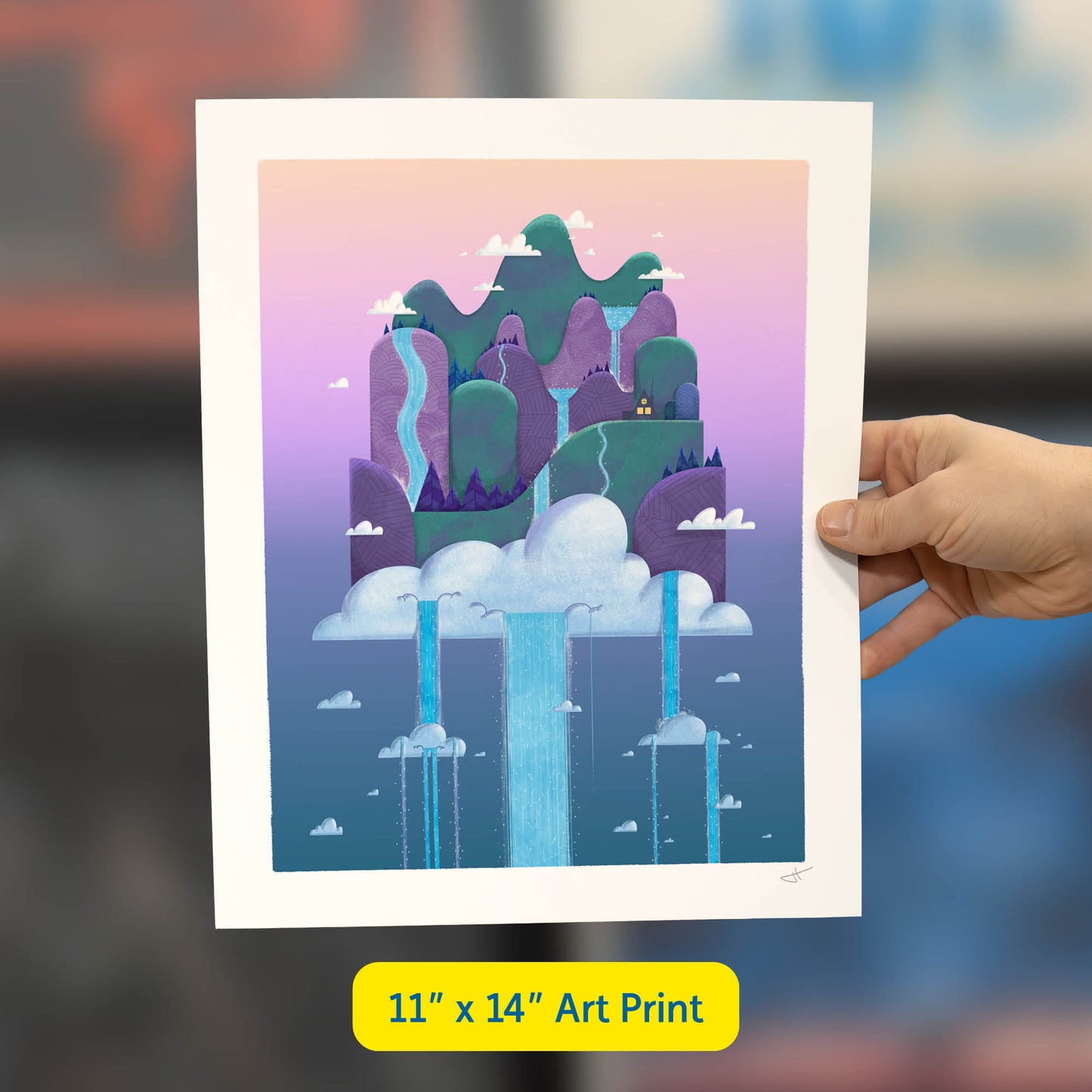 Island in the Clouds Art Print | Night Time