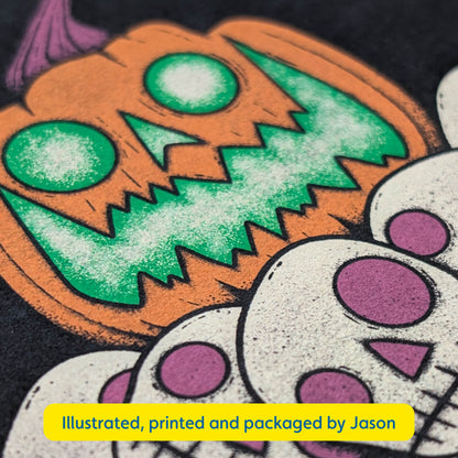 Halloween Pumpkin and Skulls Art Print