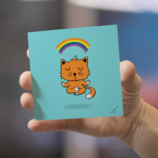 Meditating Cat | Mini Art Print